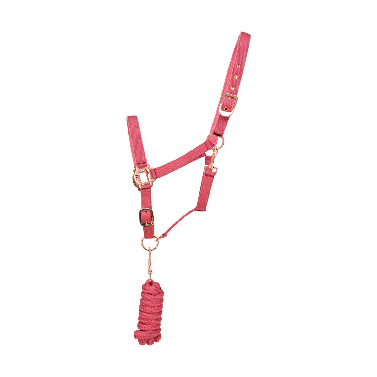 Hy Equestrian Rose Gold Headcollar and Lead Rope - Blush Pink/Rose Gold, Cob image