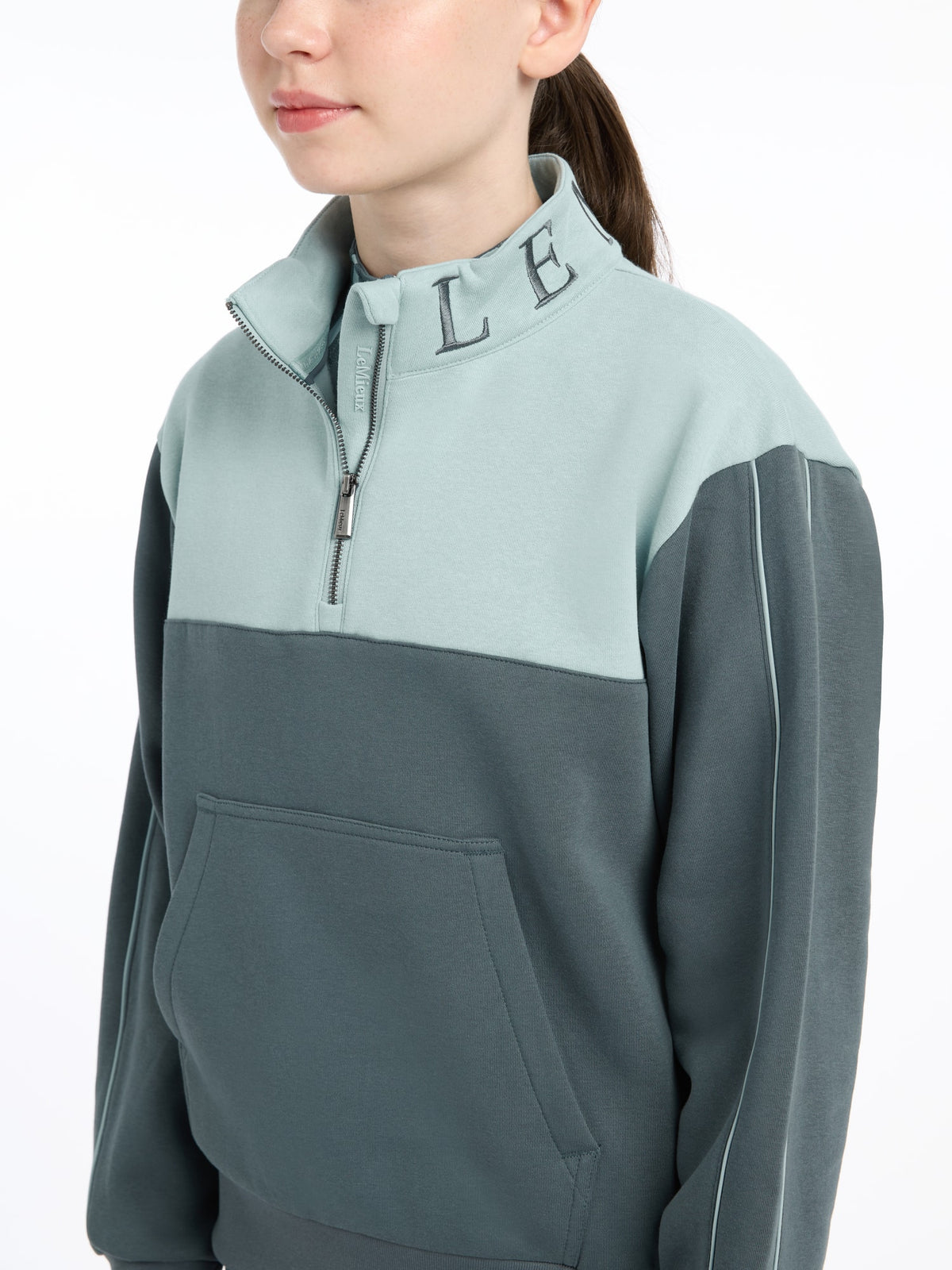 LeMieux Young Rider Kate Quarter Zip Sweat - Petrol/Glacier image 3