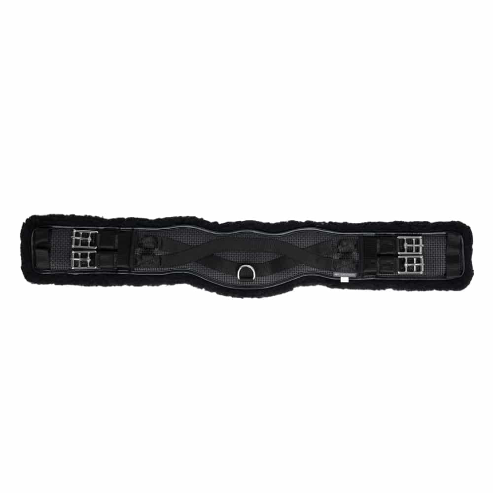 Hy Equestrian Fleece Lined GP/Jumping Contoured Girth - Black/Black, 60" image