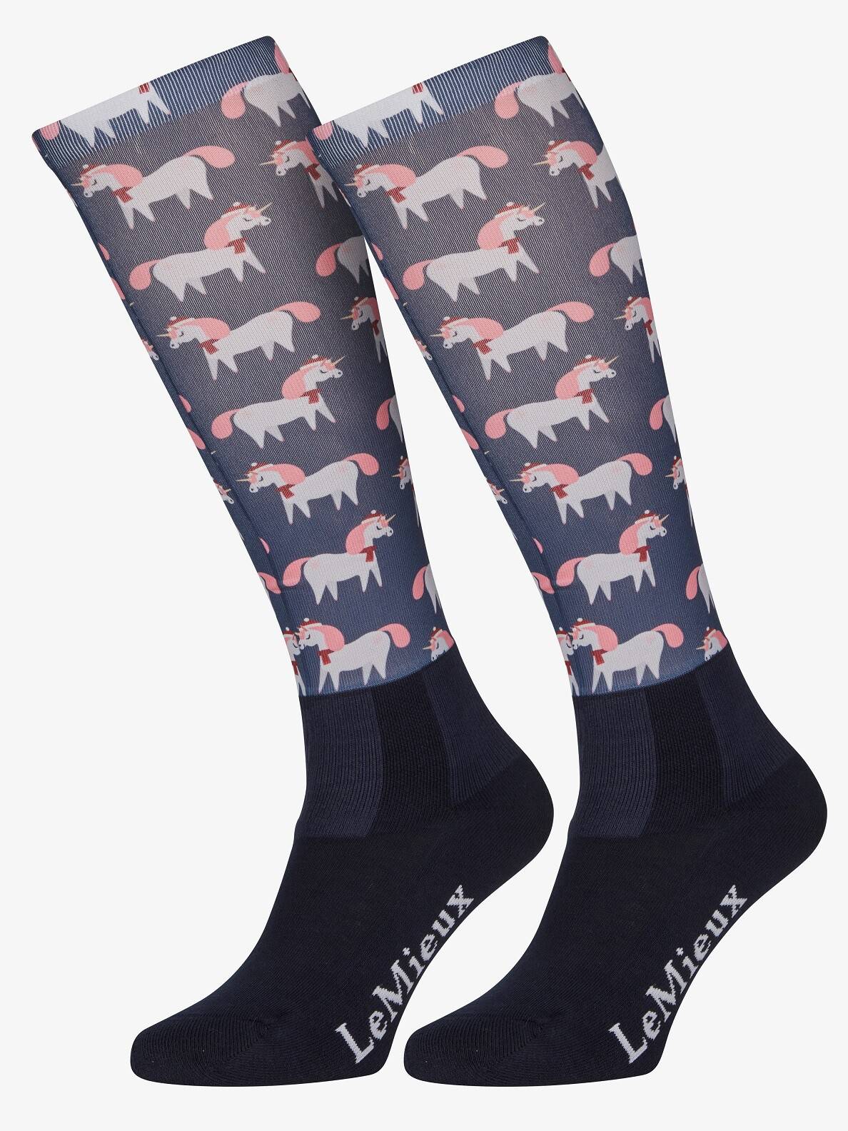 LeMieux Footsie Socks - Christmas Unicorns, UK Junior 3.5 &amp; under image