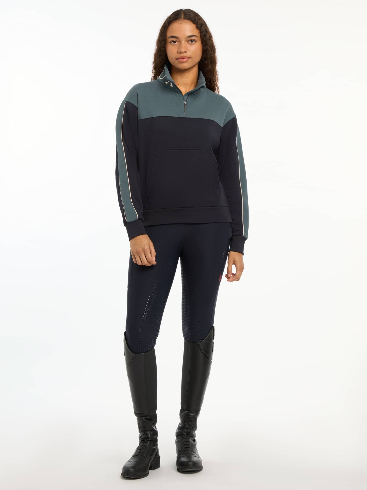 LeMieux Kali Quarter Zip Sweat - Navy/Petrol image 5