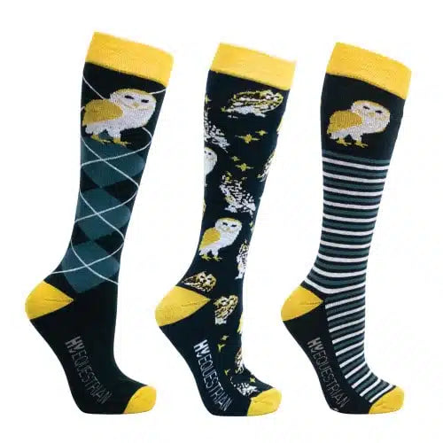 Hy Equestrian Night Owl Socks (Pack of 3) image 0