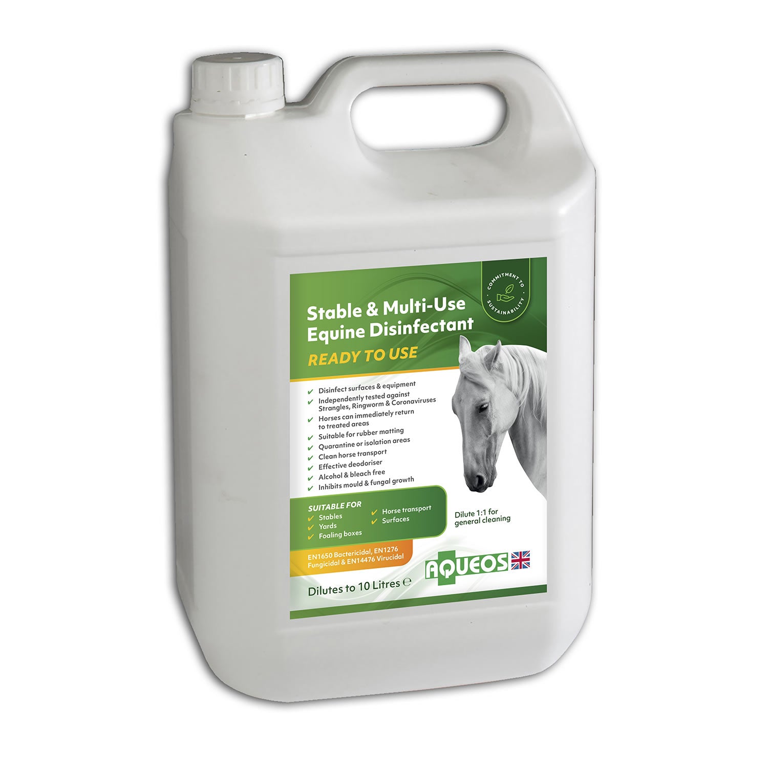 Aqueos Stable & Multi-Use Equine Disinfectant Rtu - 5 Lt