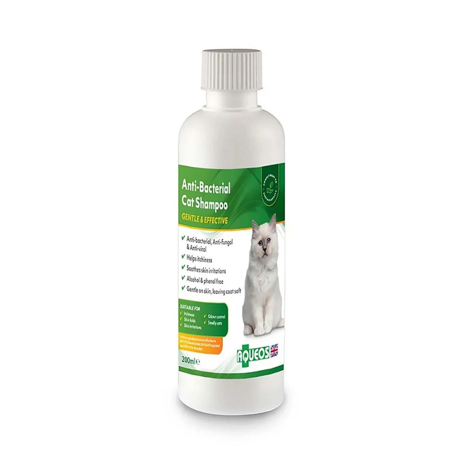 Aqueos Anti-Bacterial Cat Shampoo - 200 Ml