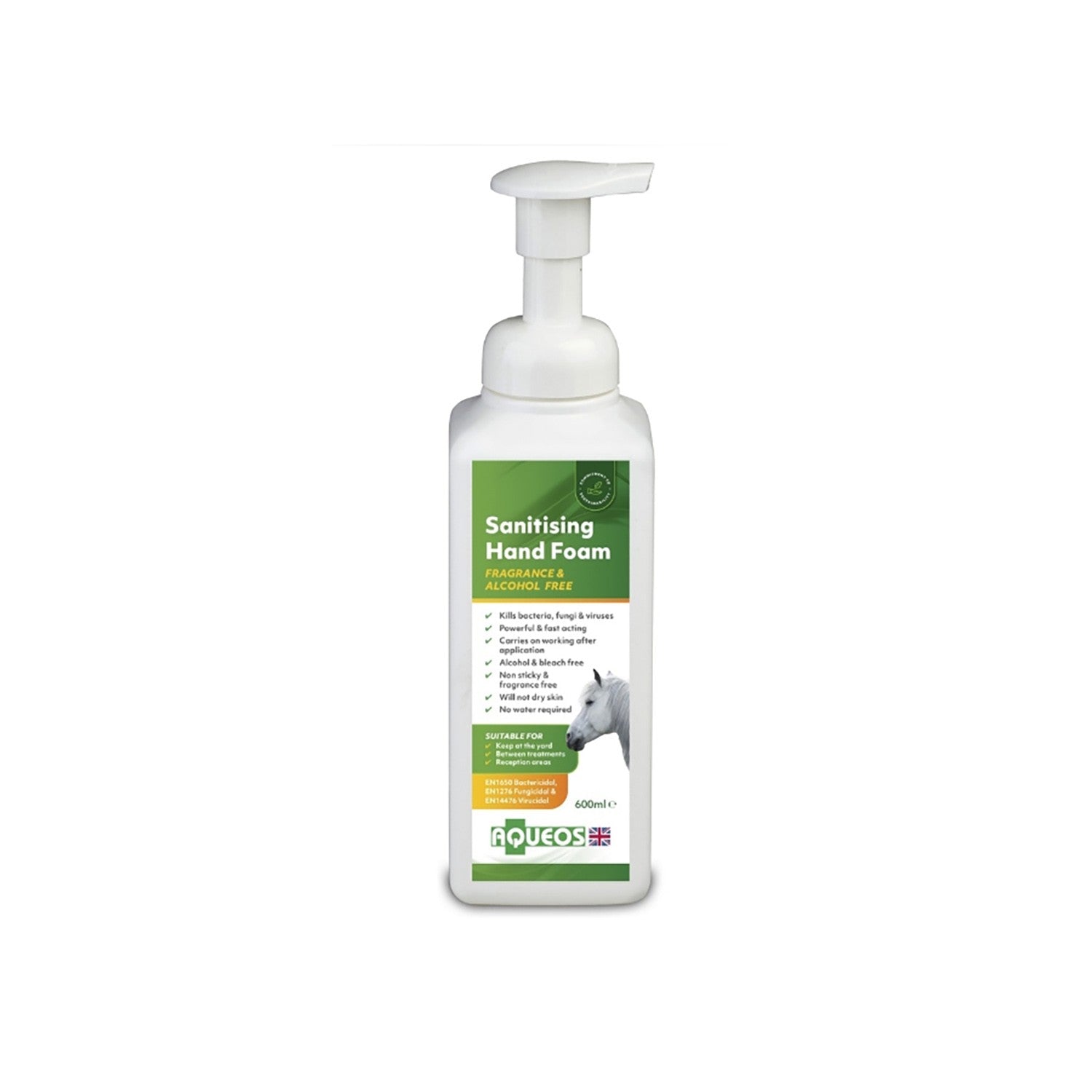 Aqueos Equine Anti-Bacterial Hand Sanitising Foam