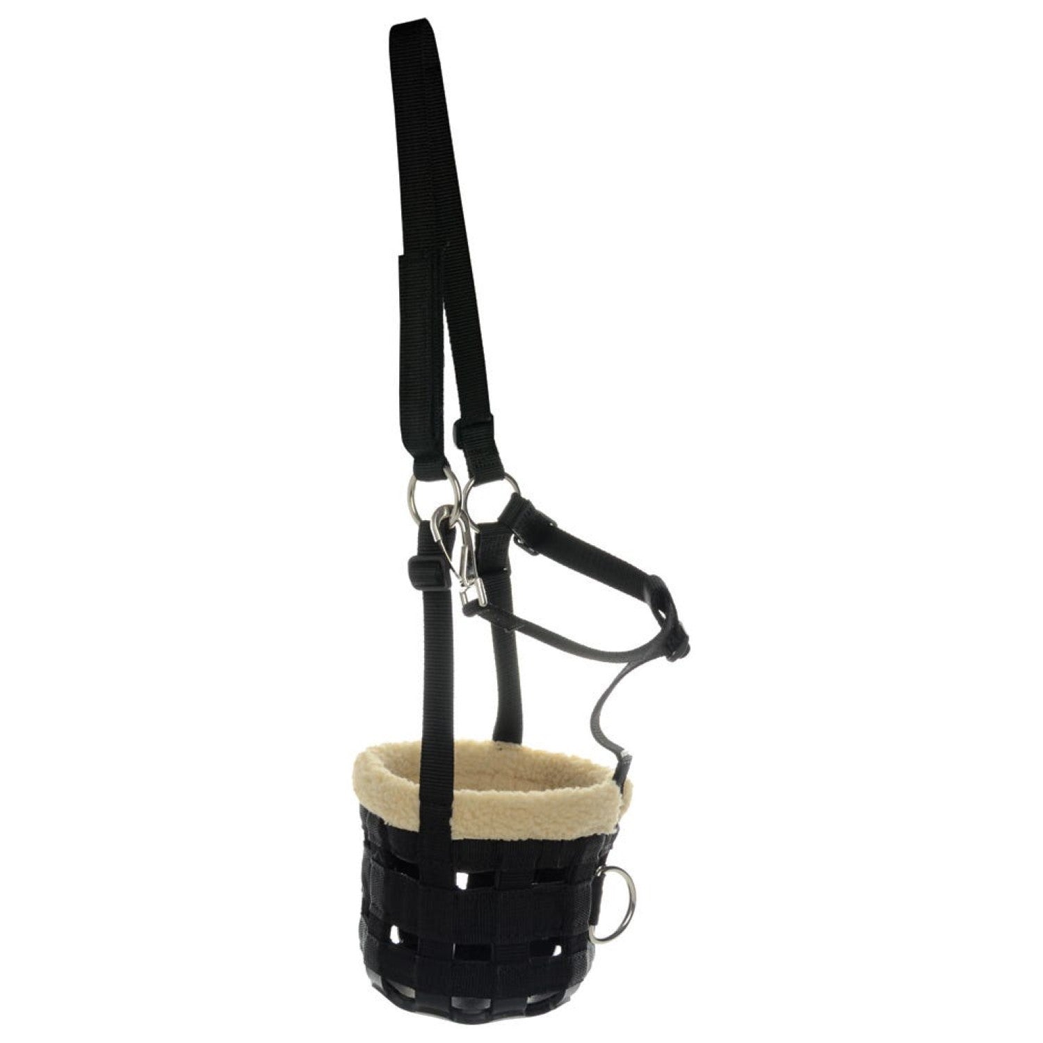 Hy Equestrian Muzzle With Fleece - Cob - Black
