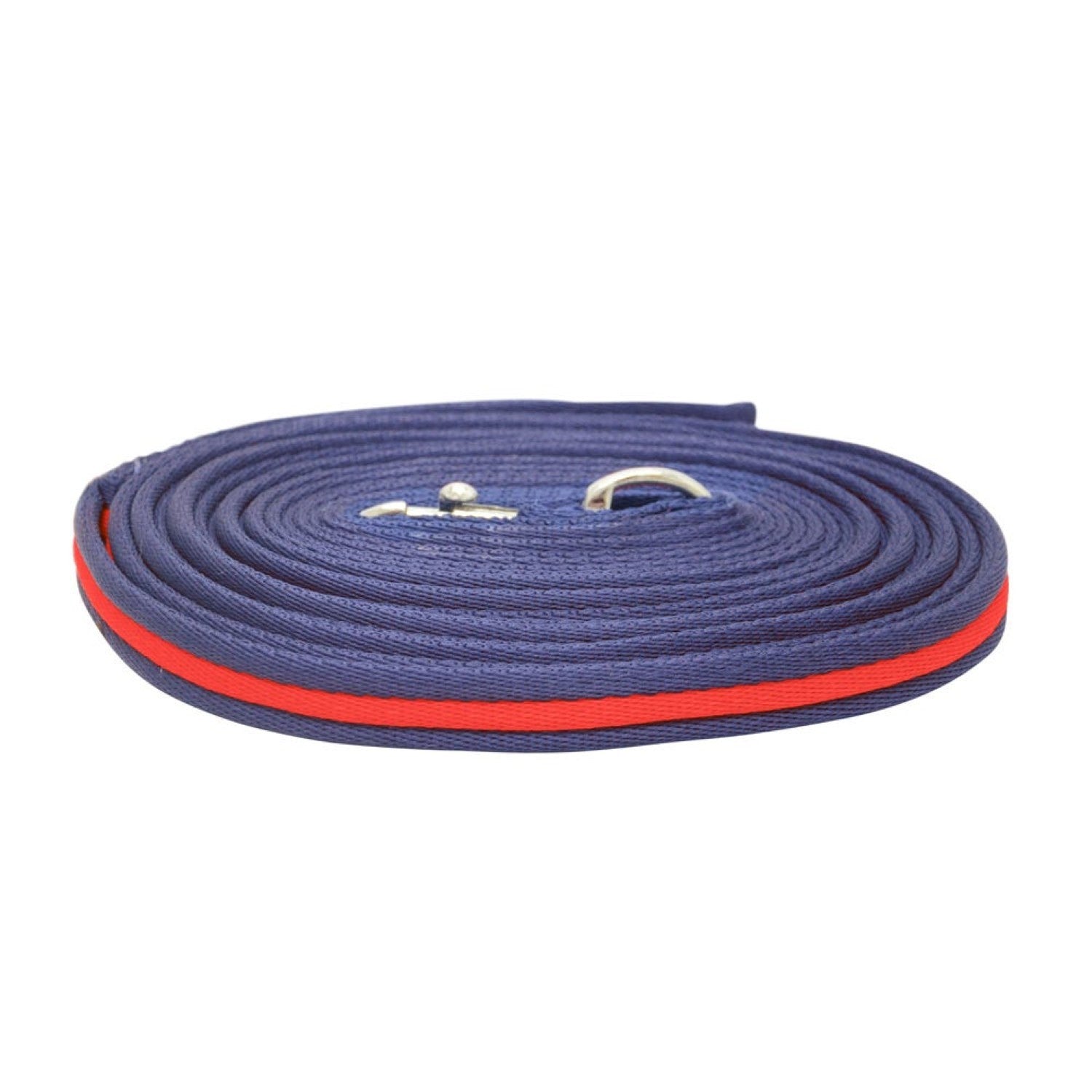 Hy Equestrian Soft Webbing Lunge Rein - 25' - Navy/Red