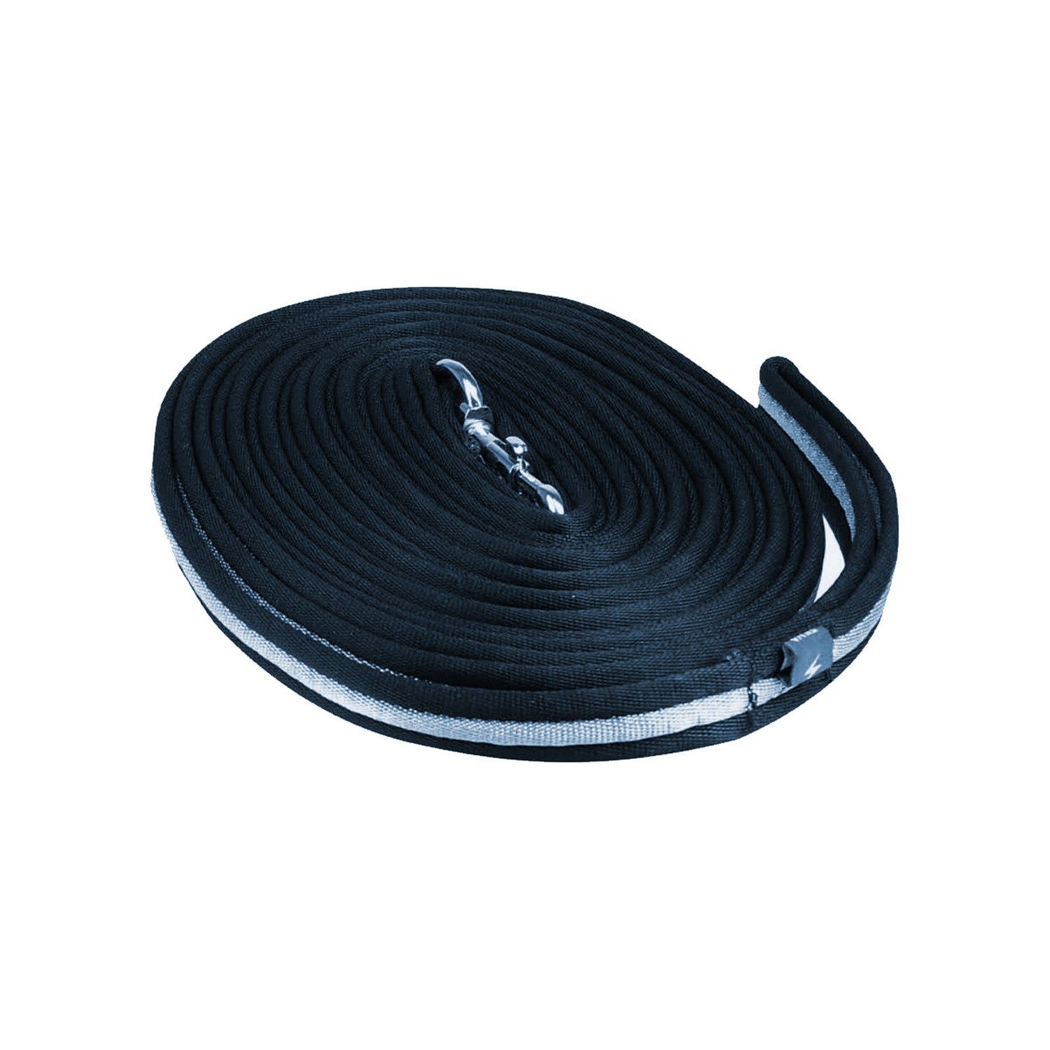 Hy Equestrian Soft Webbing Lunge Rein - 25' - Navy/Silver