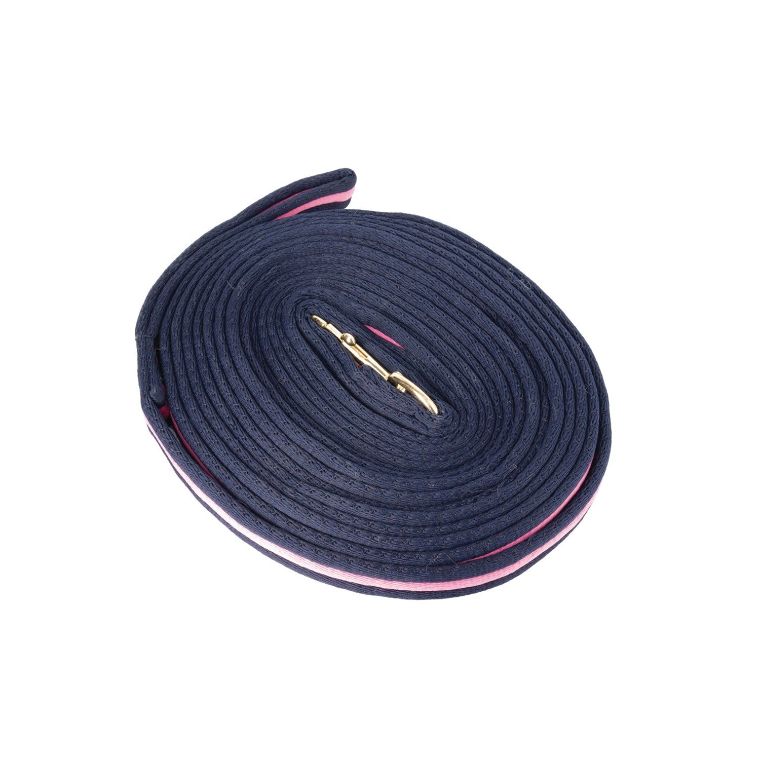 Hy Equestrian Soft Webbing Lunge Rein - 25' - Navy/Pink
