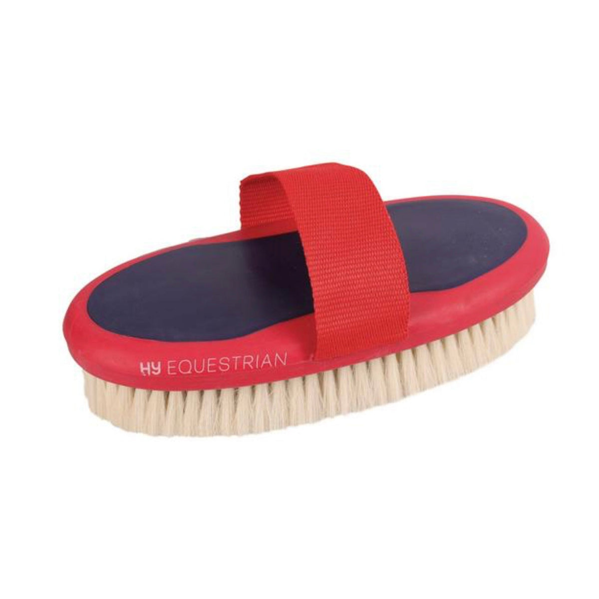 Progroom Two-Tone Body Brush/Goat Hair by Hy Equestrian - Navy/Red