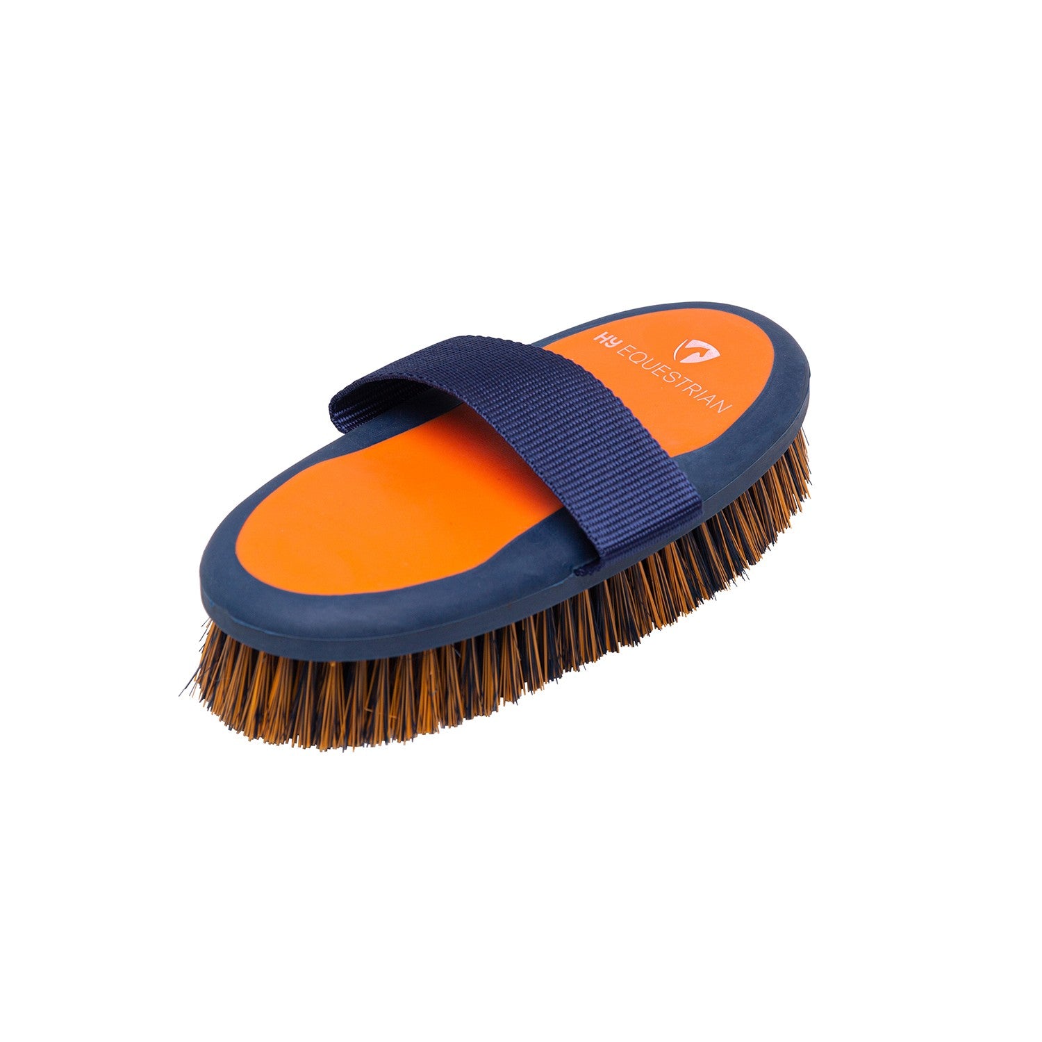 Progroom Two-Tone Body Brush/Goat Hair by Hy Equestrian - Navy/Orange