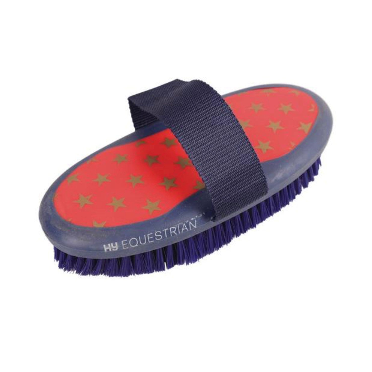 Progroom Star Easy Grip Body Brush by Hy Equestrian - Navy/Red
