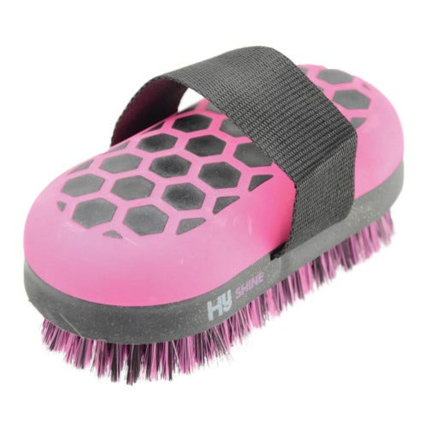 Progroom Hex Body Brush By Hy Equestrian - Black/Pink