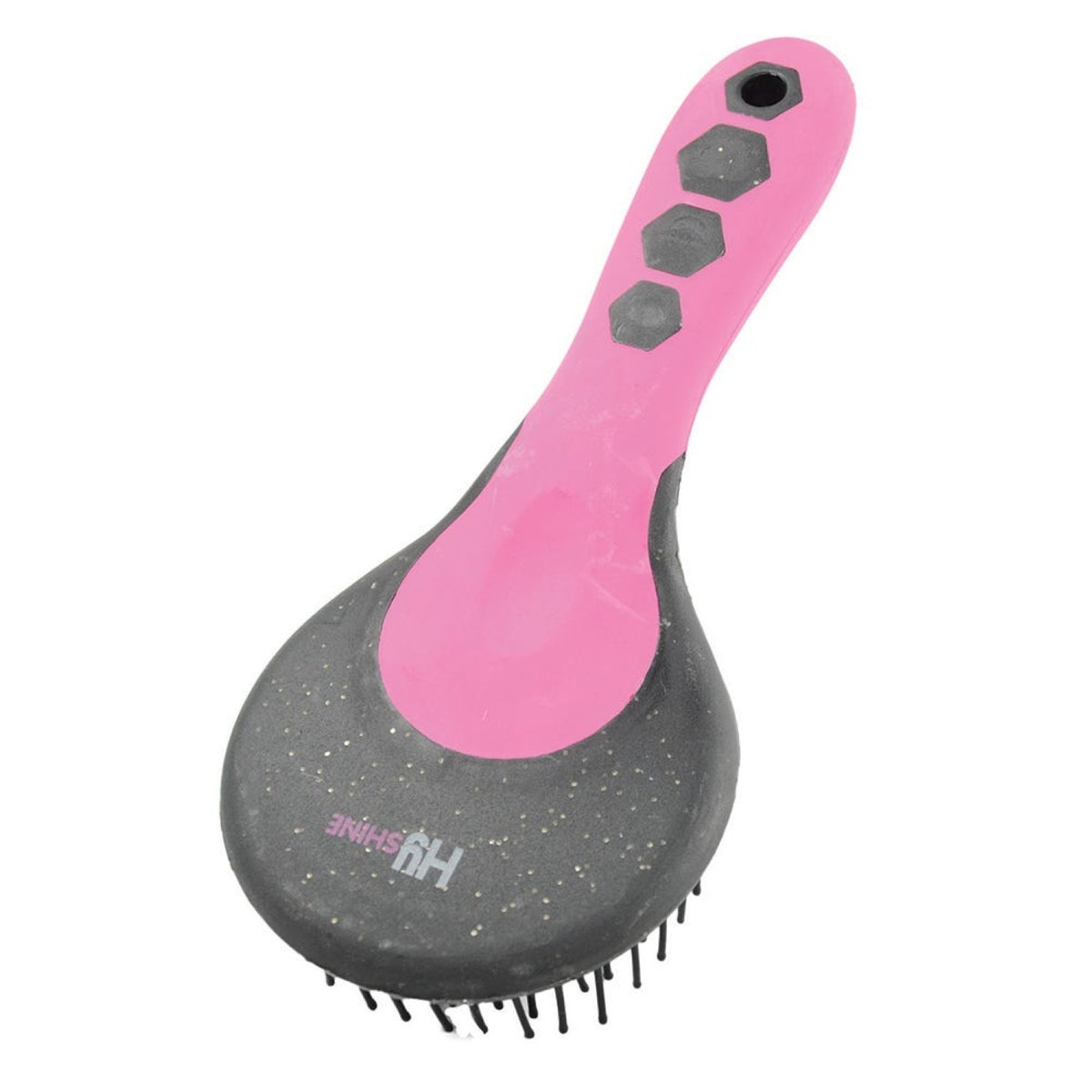 Progroom Hex Mane & Tail Brush By Hy Equestrian - 21.5 X 10 Cm - Black/Pink