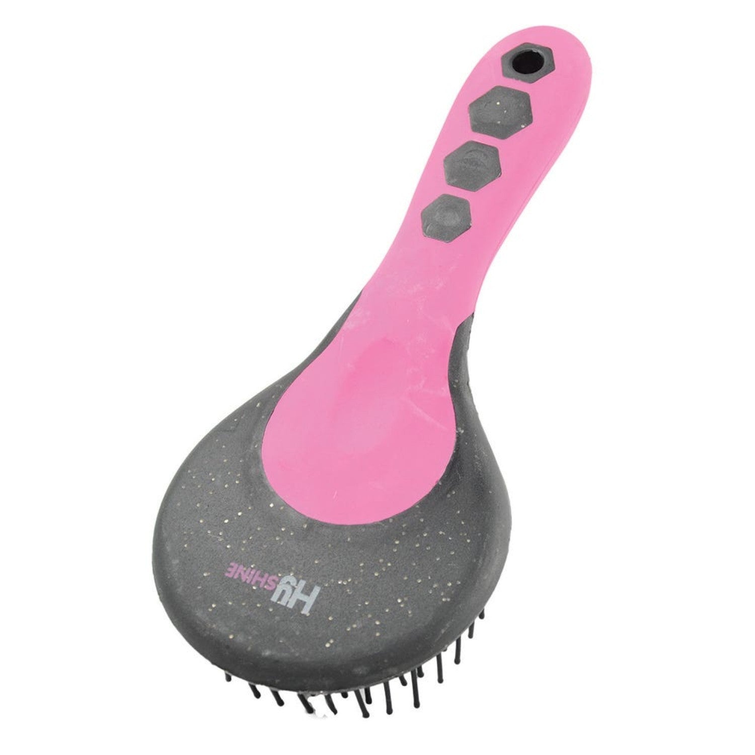 Progroom Hex Mane & Tail Brush By Hy Equestrian - 21.5 X 10 Cm - Black/Pink