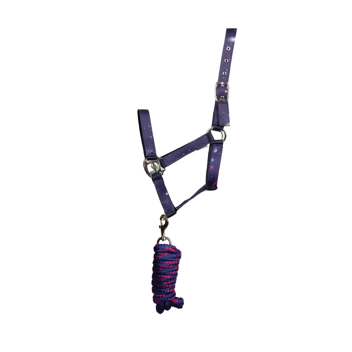 Hy Equestrian Out Of This World Headcollar & Lead Rope - Pony - Navy/Magenta