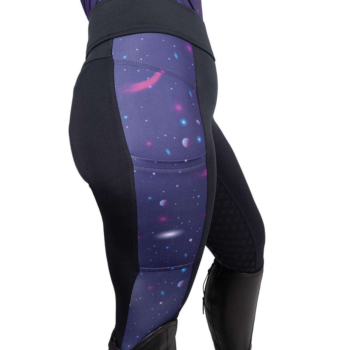 Hy Equestrian Elevate Out of This World Riding Tights - X Small - Navy/Magenta