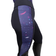 Hy Equestrian Elevate Out of This World Riding Tights - X Small - Navy/Magenta