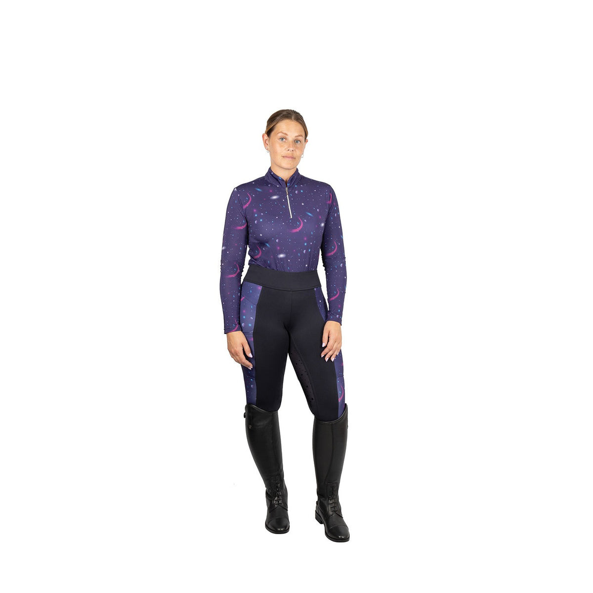 Hy Equestrian Elevate Out of This World Base Layer - Small - Navy/Magenta