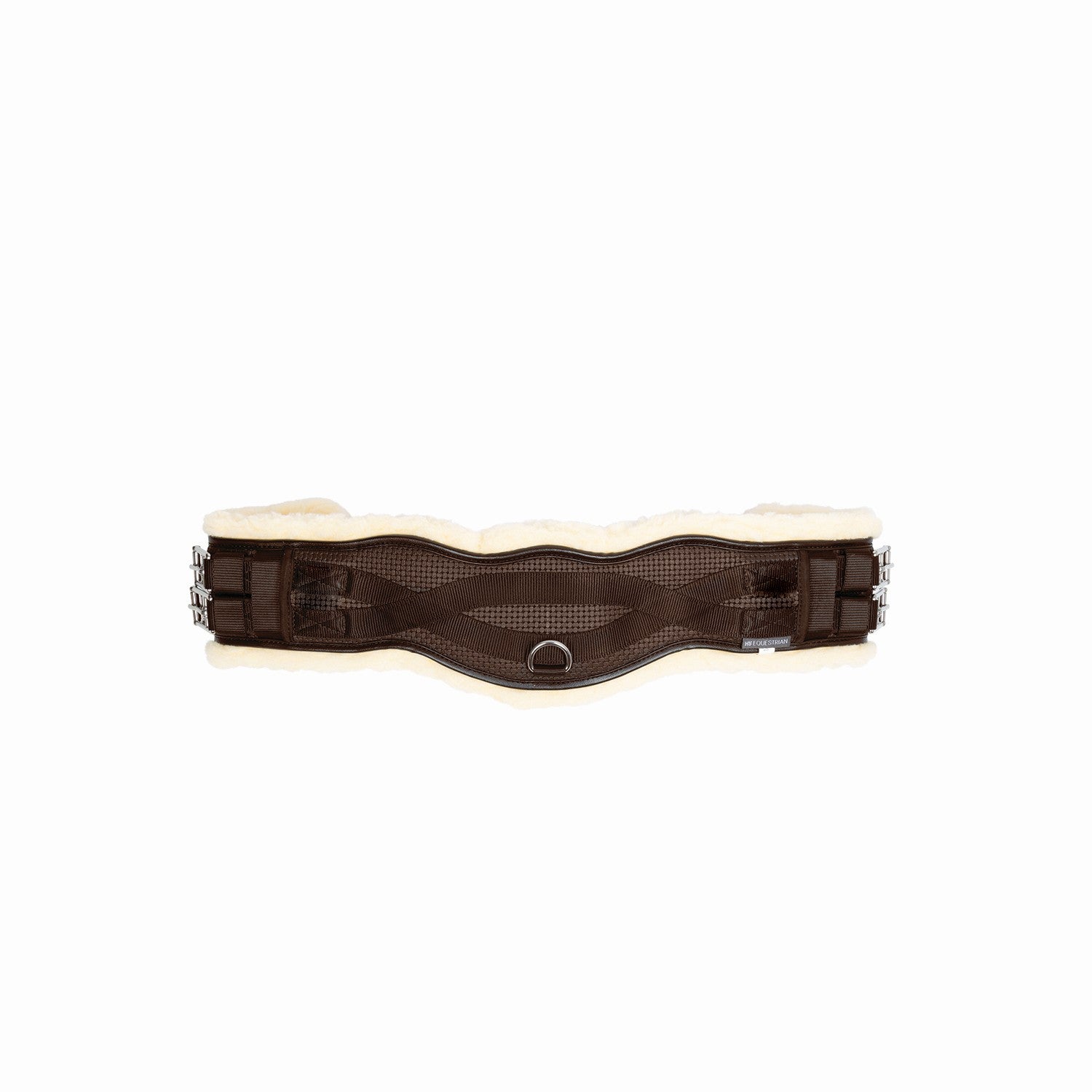 Hy Equestrian Fleece Lined Dressage Contour Girth - Brown/Natural