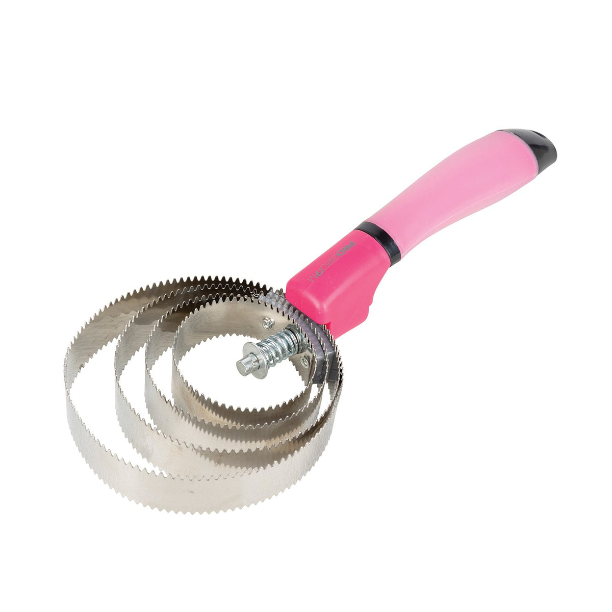 Progroom Gel Grip Metal Spring Curry Comb By Hy Equestrian - Pink