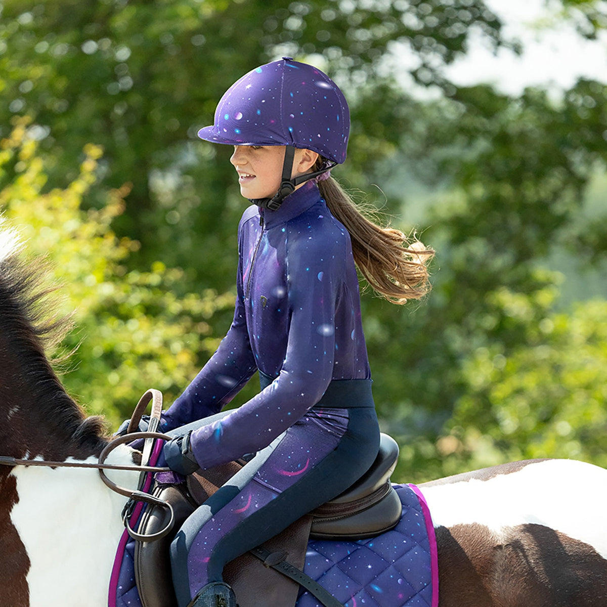 Hy Equestrian Elevate Out of This World Hat Silk - Navy/Magenta