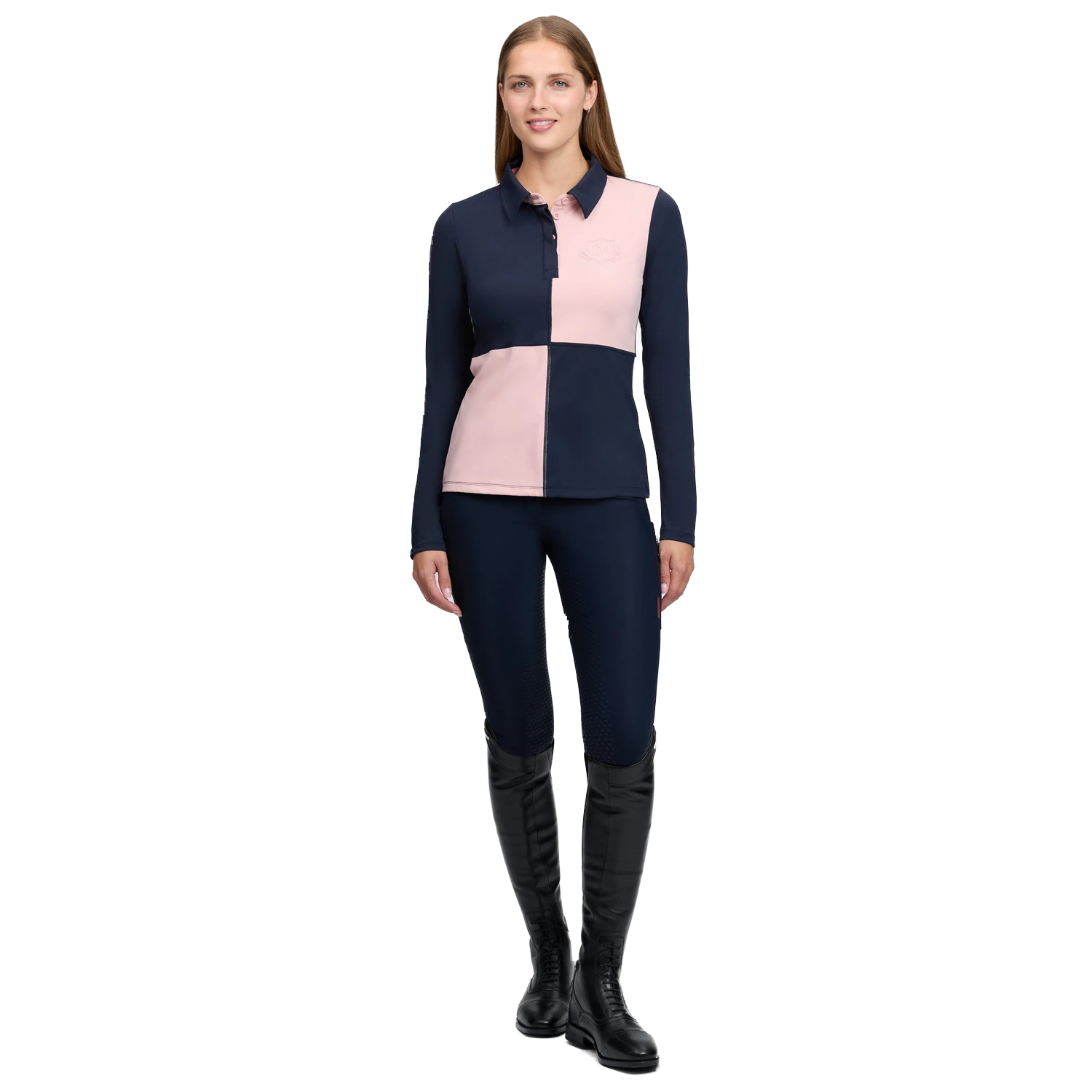LeMieux Harlequin Rugby Shirt Base Layer - Petal/Navy