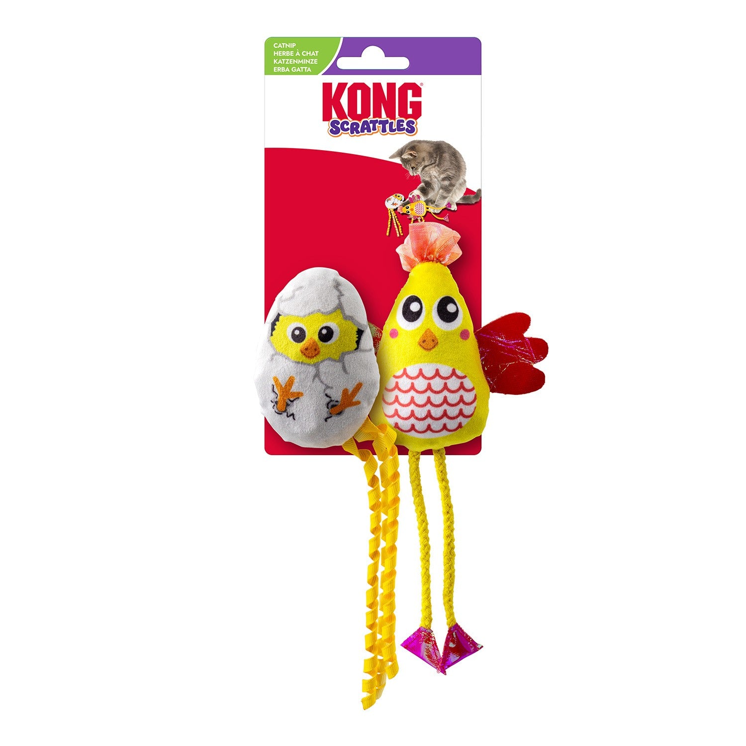 Kong Cat Scrattles Chicken - One Size - Yellow - Cat Toy