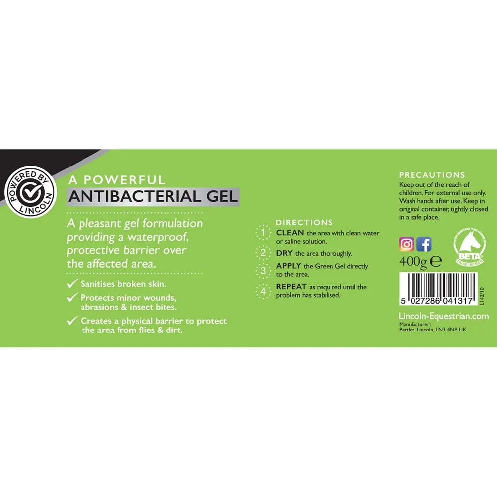 Lincoln Antibacterial Green Gel - 400g Label