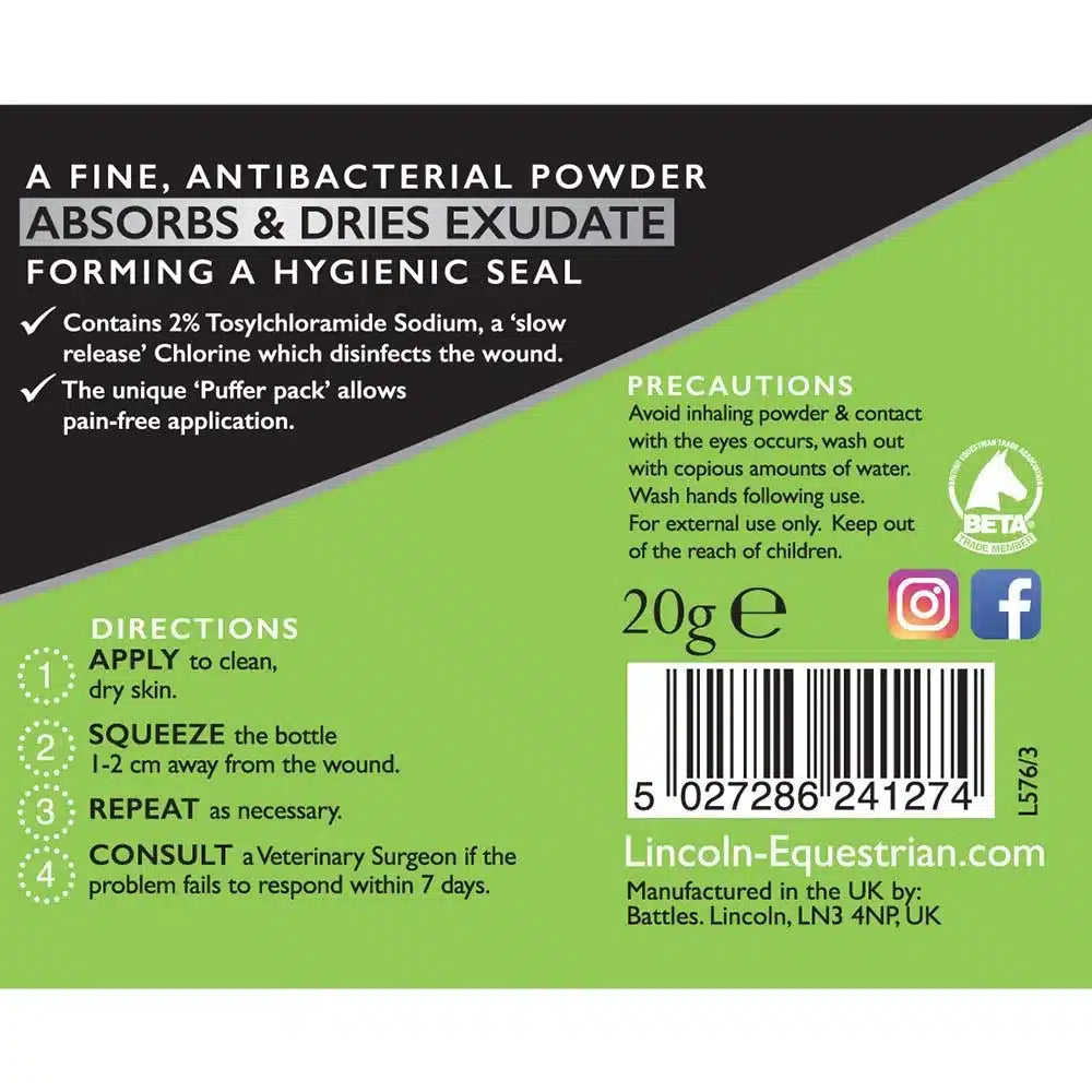 Lincoln Antibacterial Powder - 20g Label