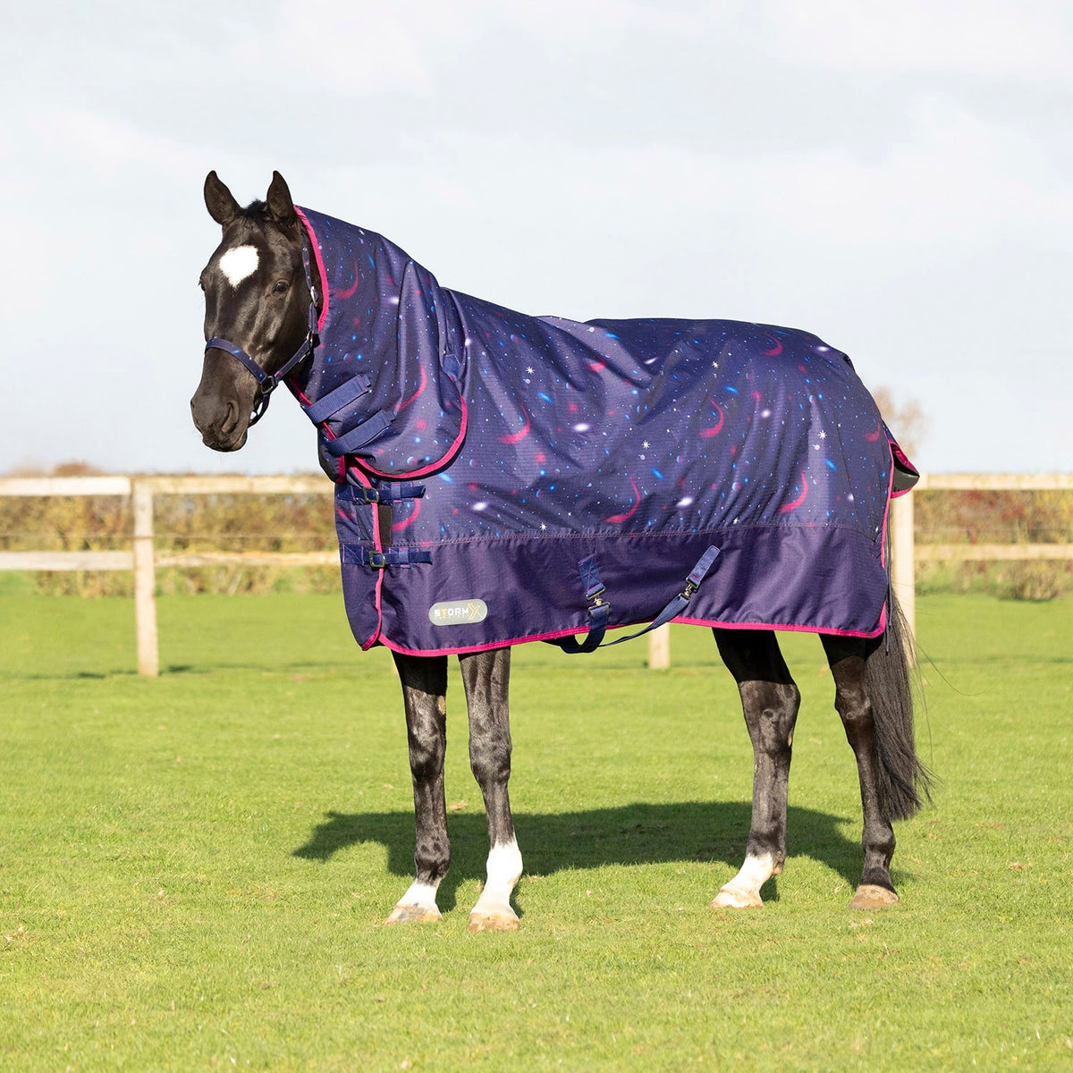 StormX Original Out of This World 200g Combi Turnout Rug - 7' 0" - Navy/Magenta