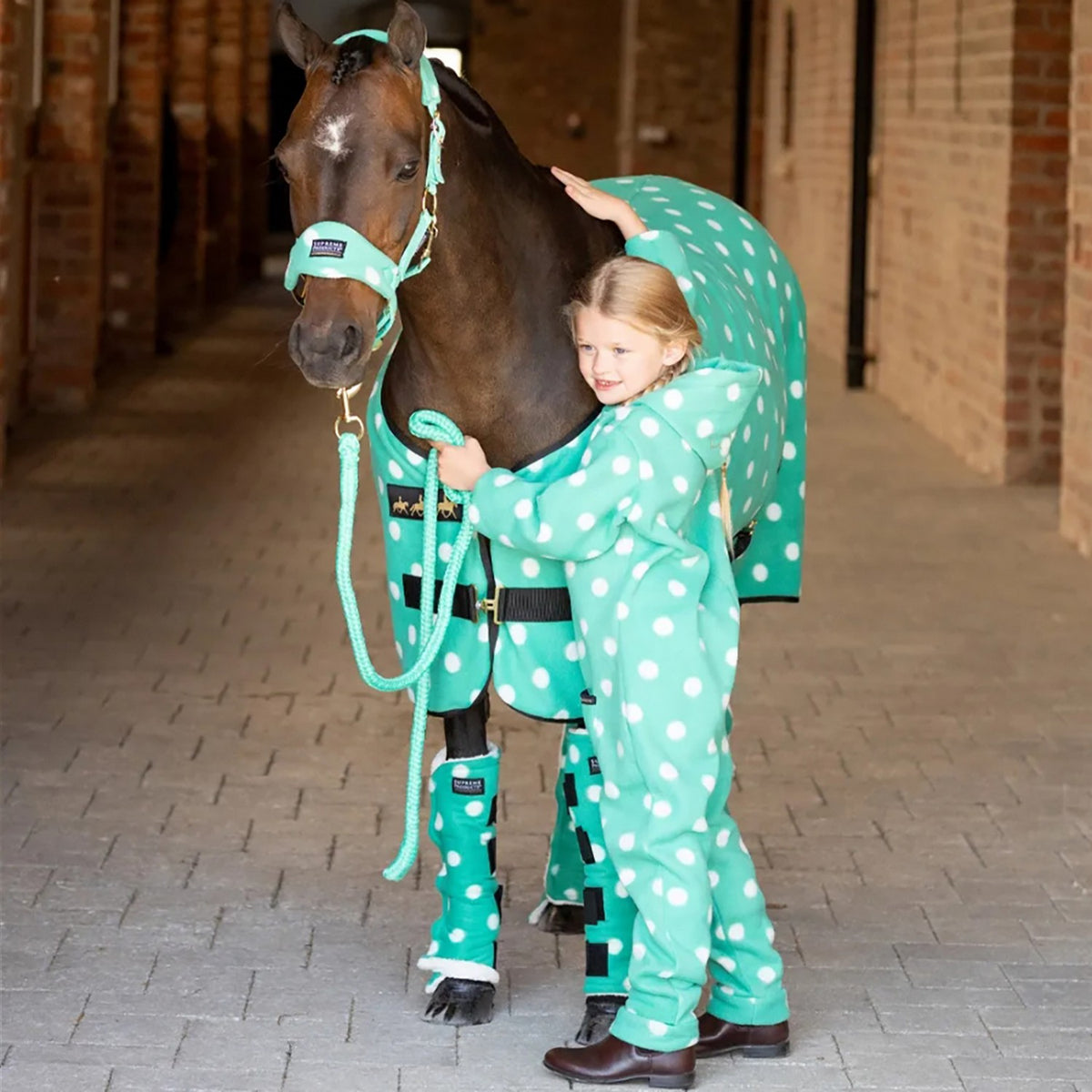 Dotty Fleece Boots - Gorgeous Green Full