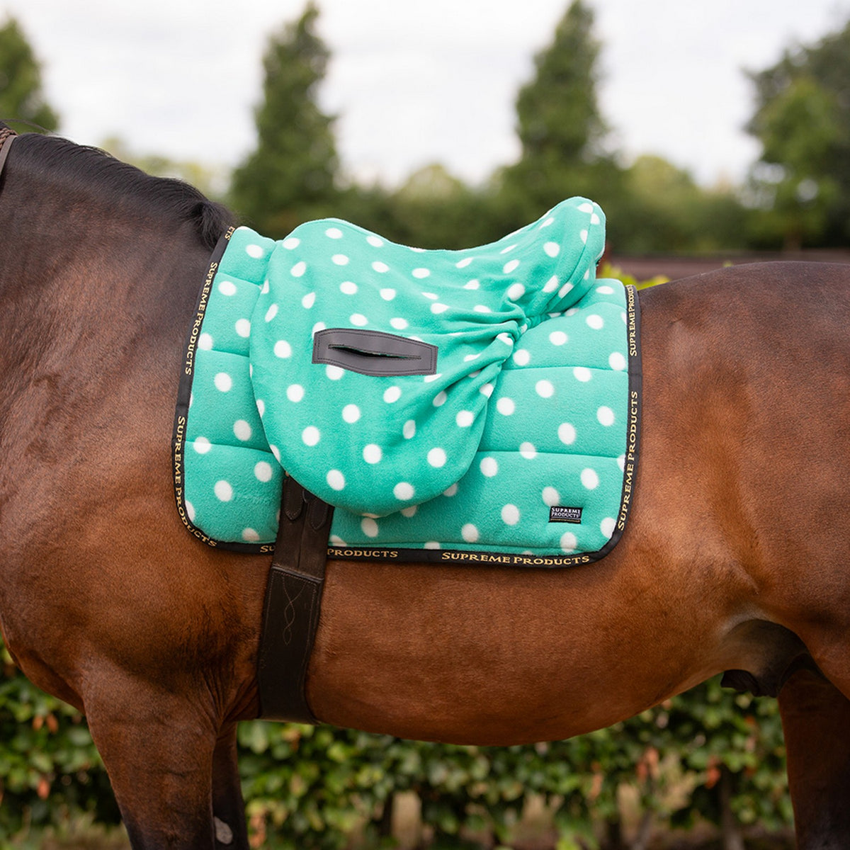 Supreme Products Dotty Fleece Ride On Saddle Cover - Gorgeous Green