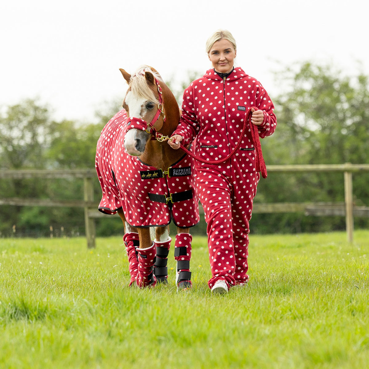 Dotty Fleece Boots - Rich Raspberry Pony