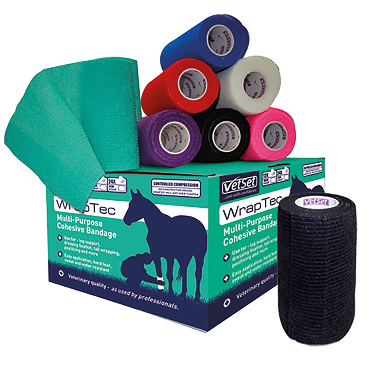 Vetset Wraptec Cohesive Bandage - 100Mm - Black