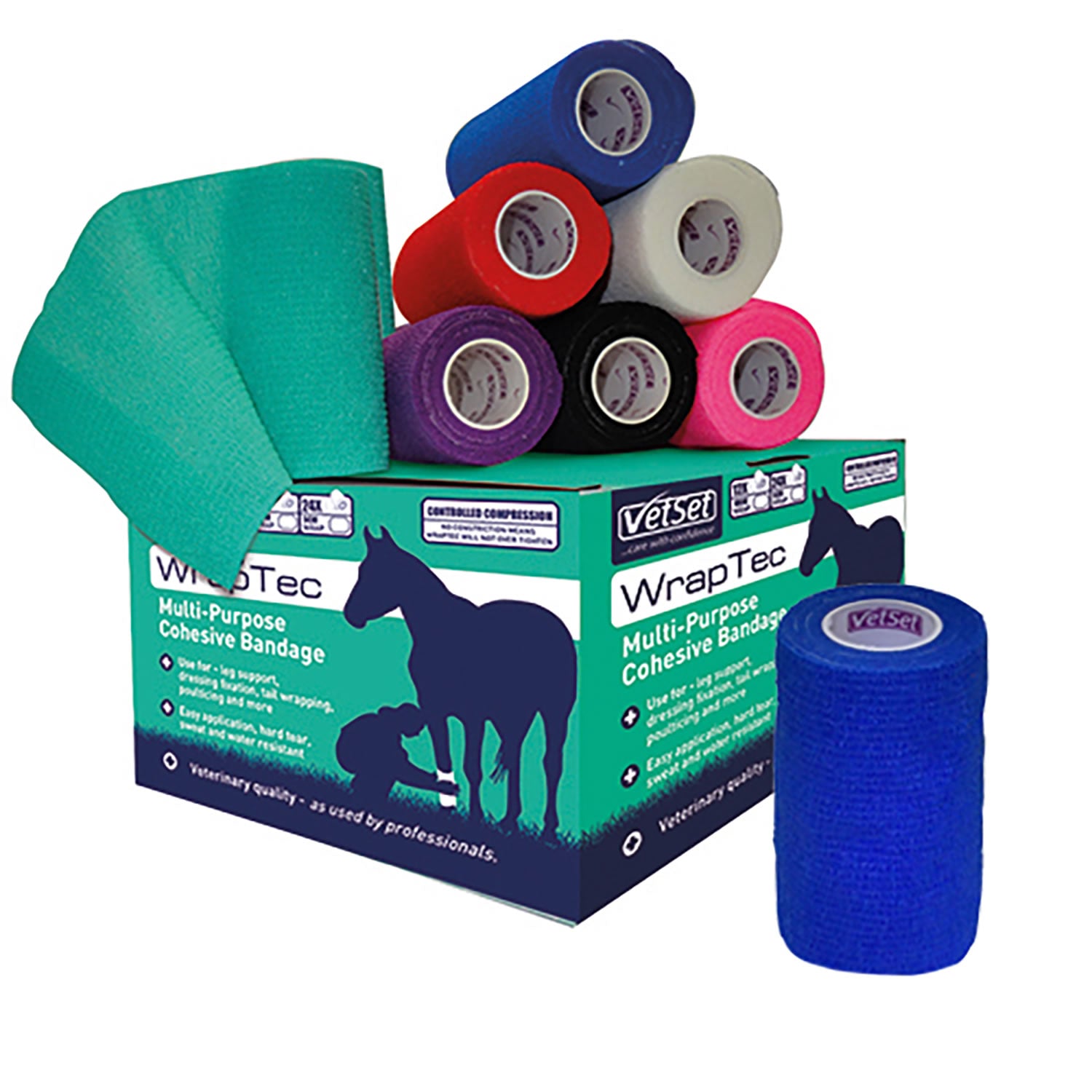 Vetset Wraptec Cohesive Bandage - 100Mm - Blue