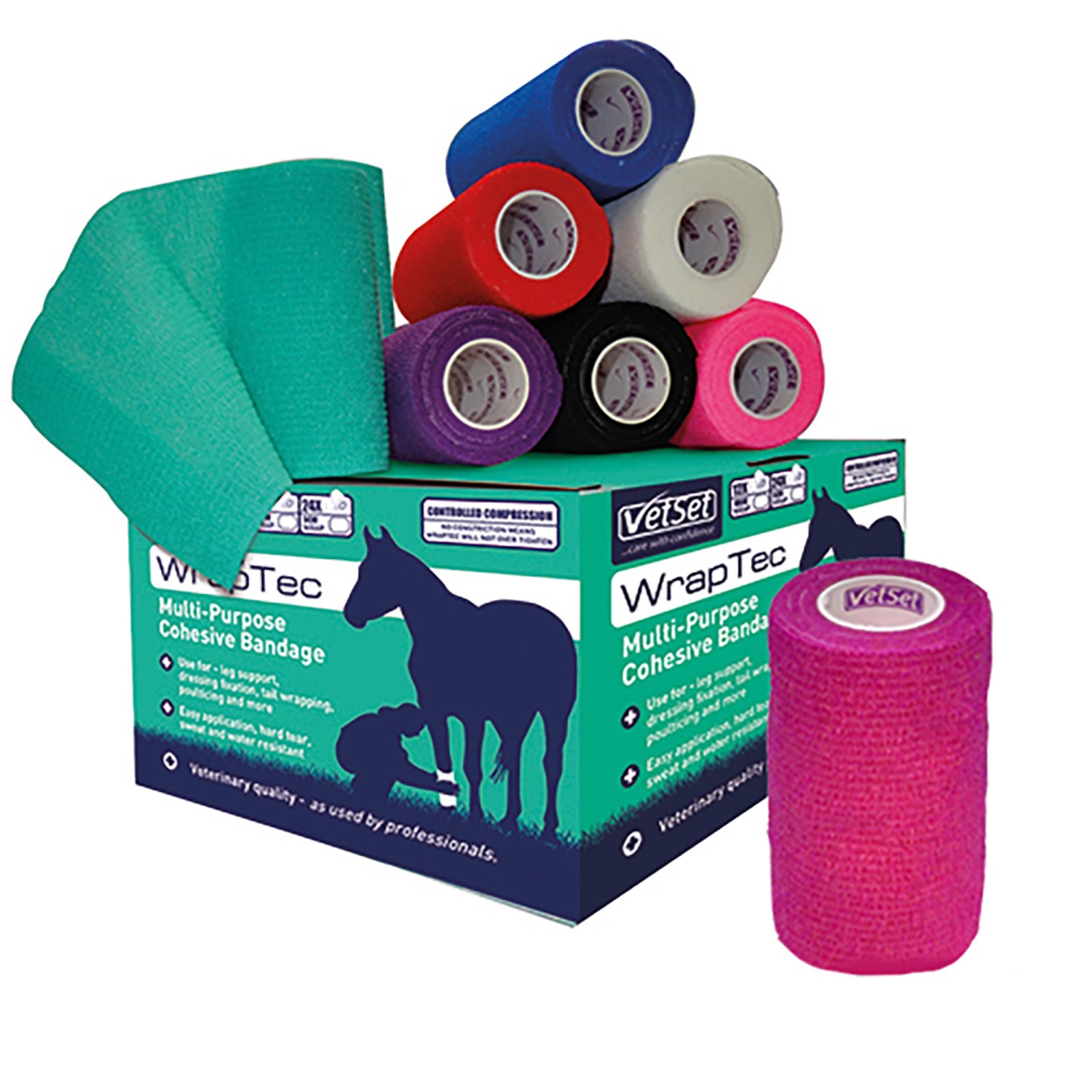 Vetset Wraptec Cohesive Bandage - 100Mm - Pink