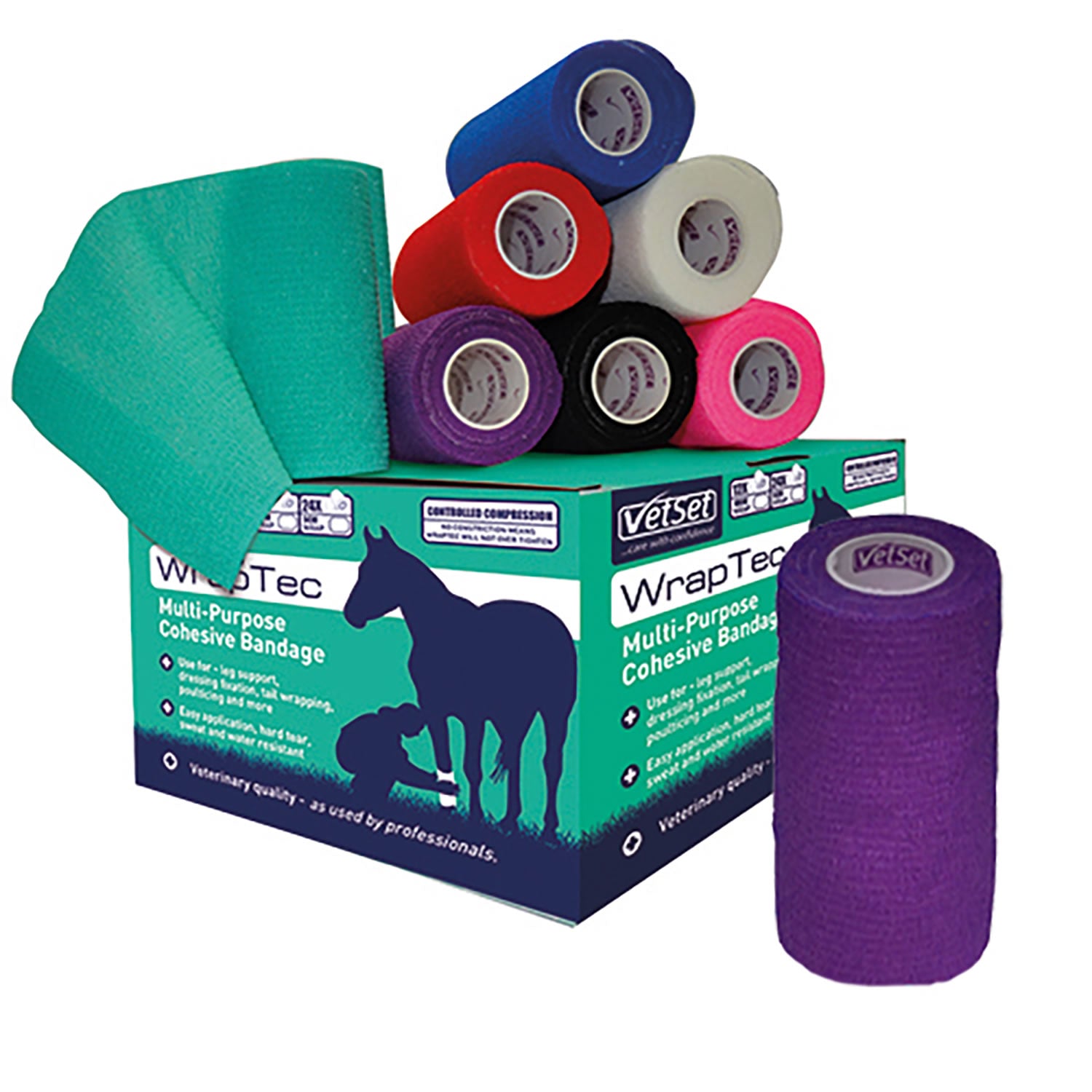 Vetset Wraptec Cohesive Bandage - 100Mm - Purple