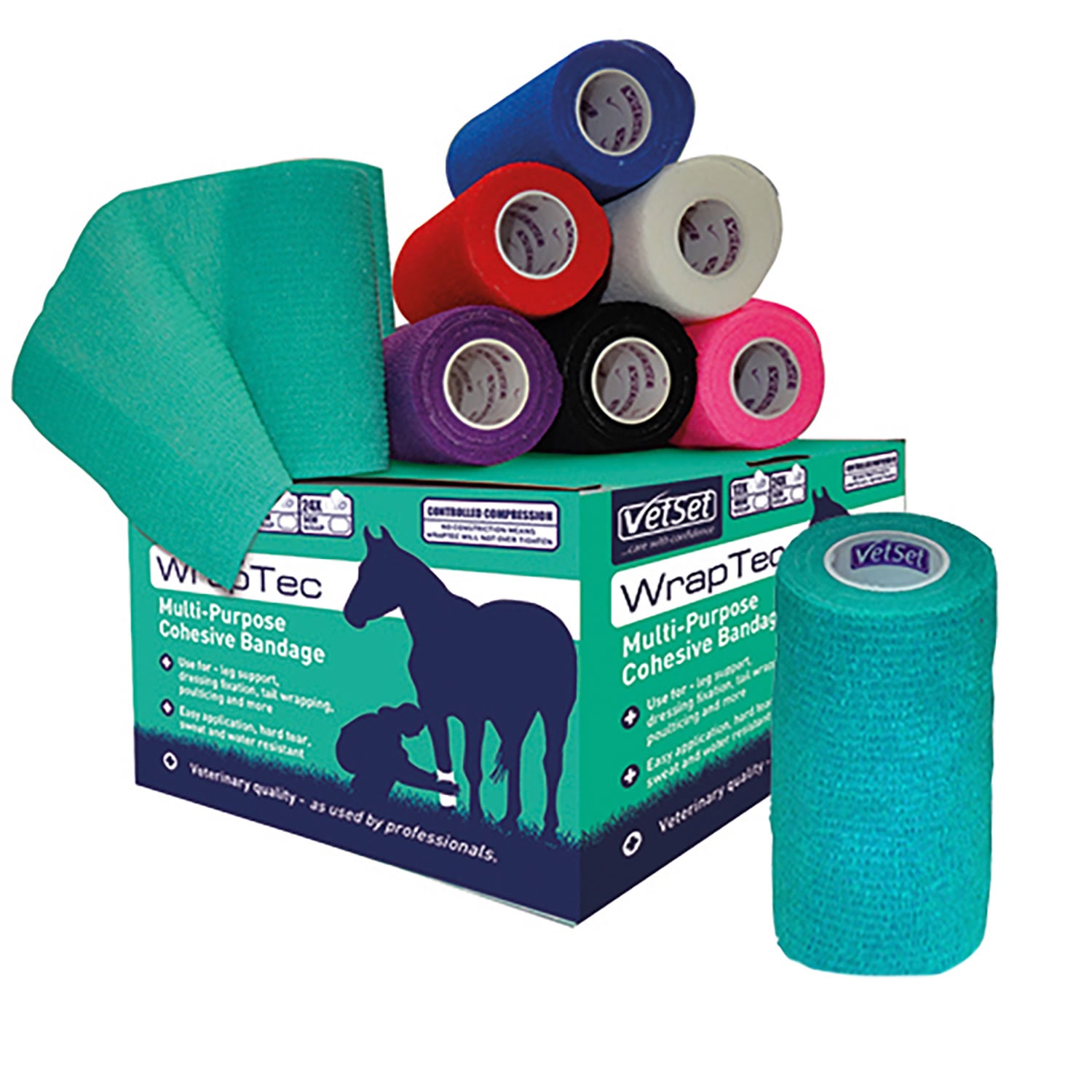 Vetset Wraptec Cohesive Bandage - 100Mm - Green
