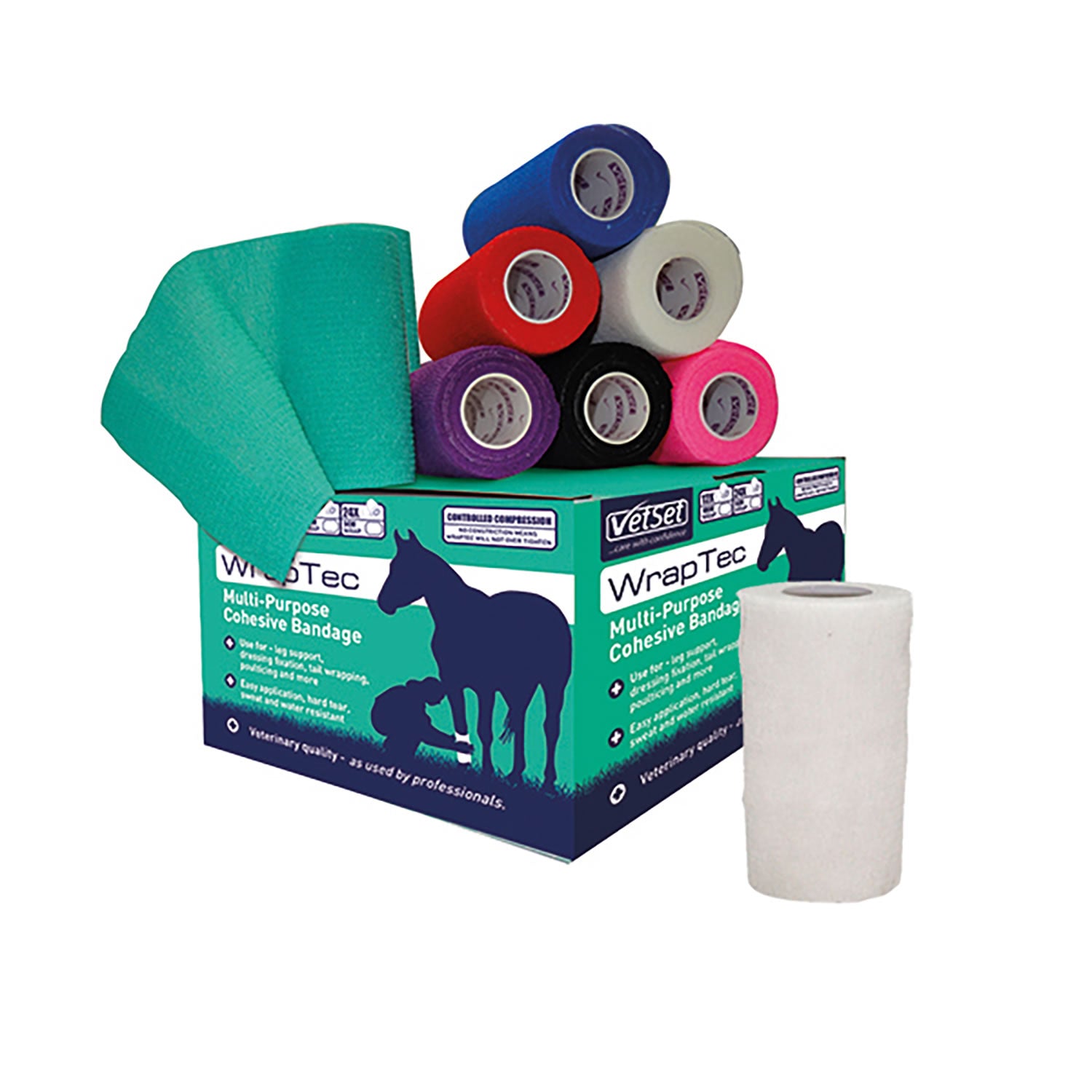 Vetset Wraptec Cohesive Bandage - 100Mm - White