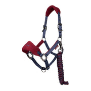 LeMieux Vogue Fleece Headcollar with Leadrope - Burgundy/Navy image 0