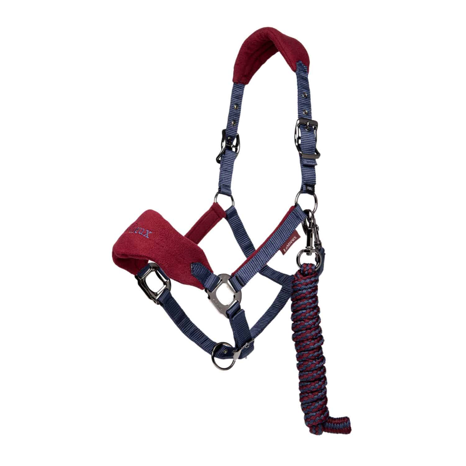 LeMieux Vogue Fleece Headcollar with Leadrope - Burgundy/Navy image 0