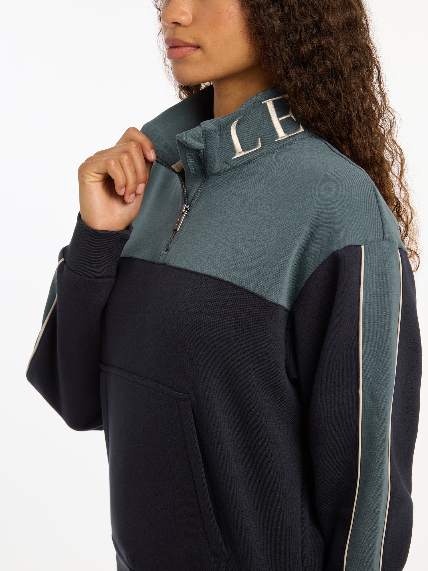 LeMieux Kali Quarter Zip Sweat - Navy/Petrol image 2