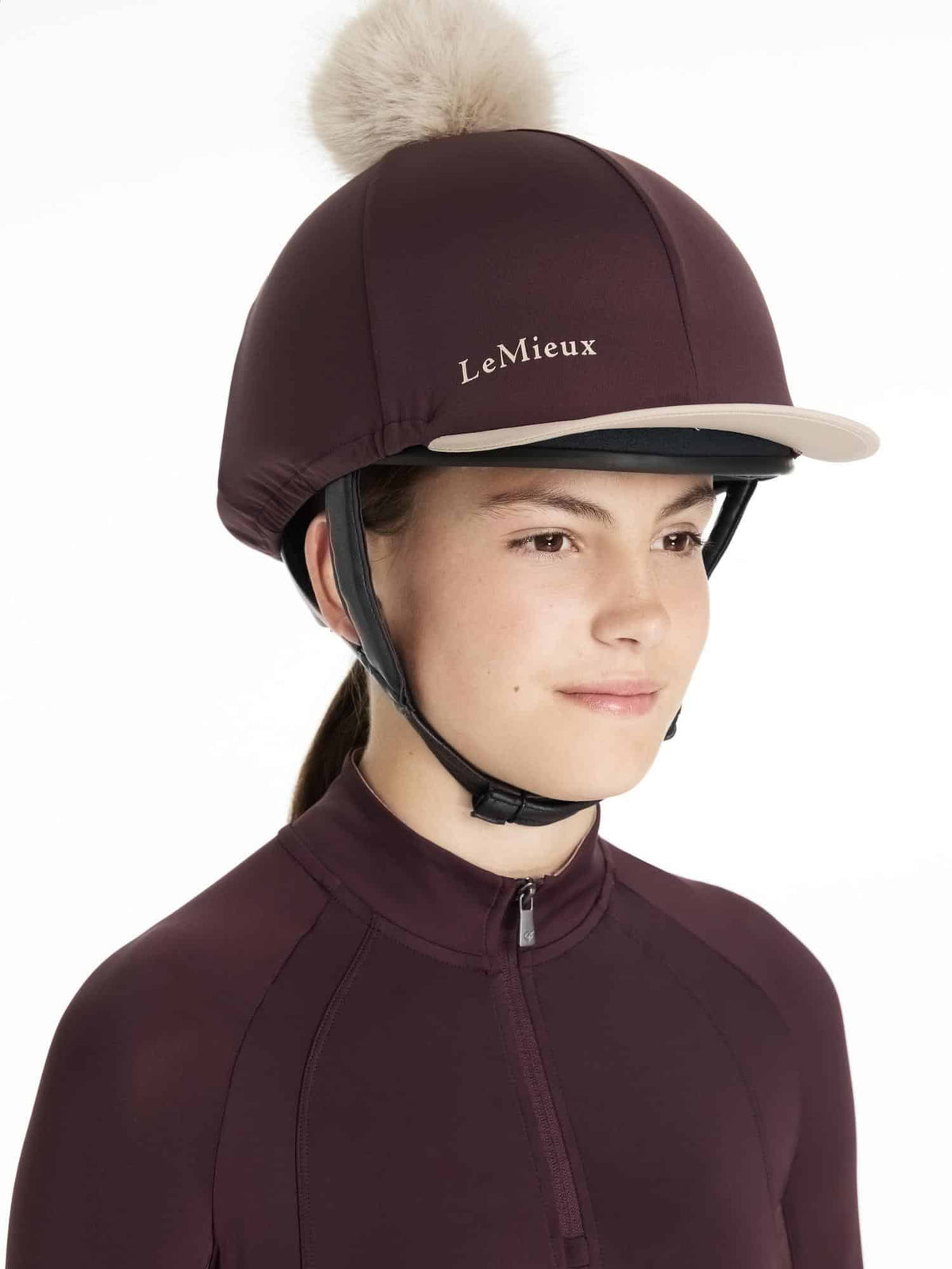 LeMieux Classique Pom Hat Silk - Damson image 2