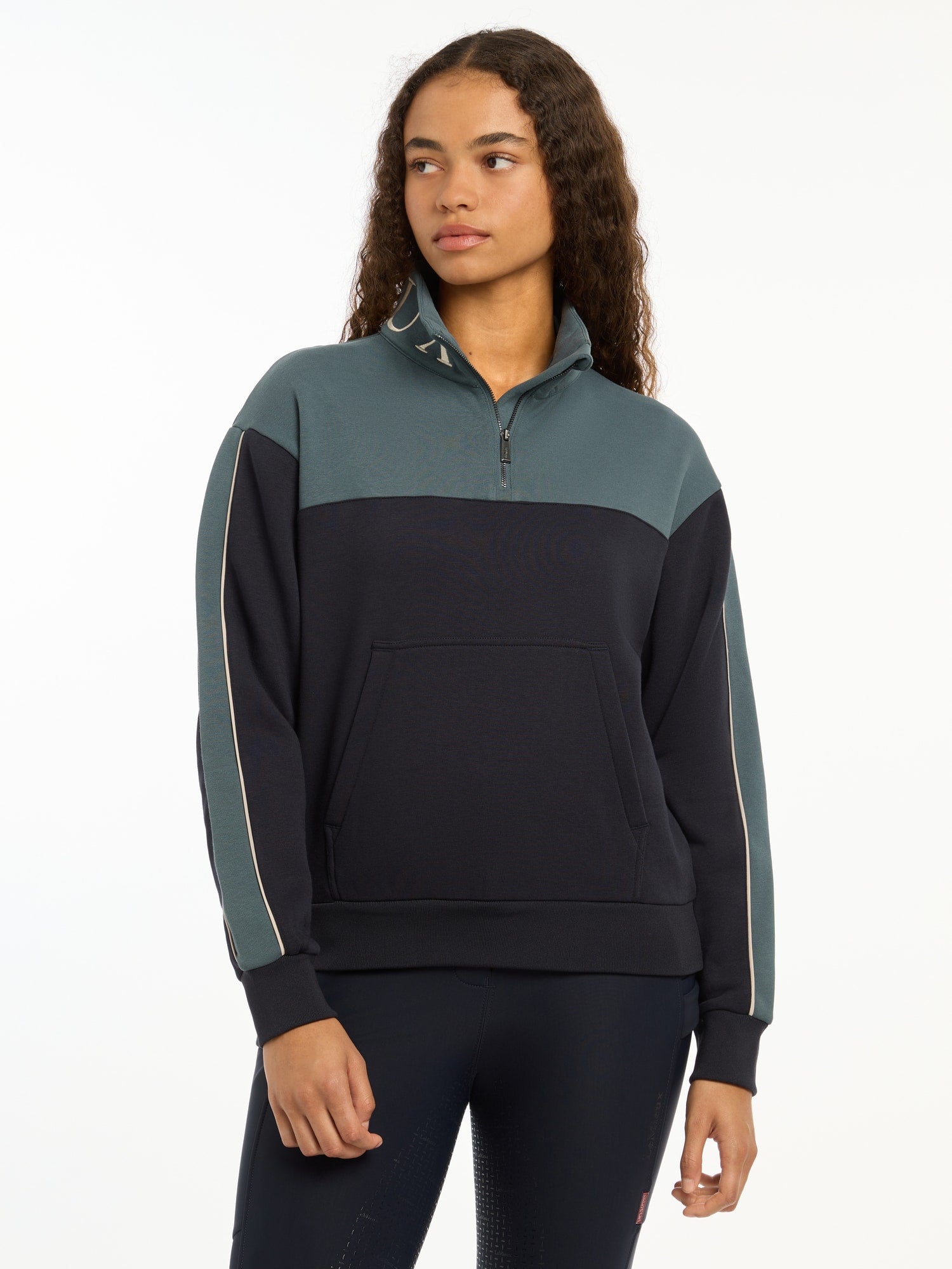 LeMieux Kali Quarter Zip Sweat - Navy/Petrol image 3