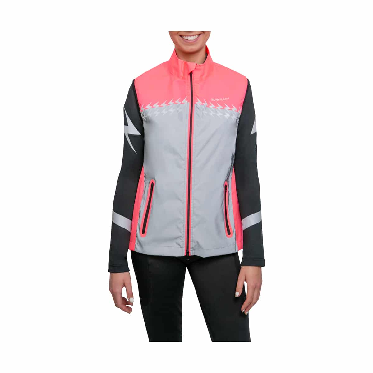 Silva Flash Lightweight Duo Reflective Gilet by Hy Equestrian - Medium, Pink/Reflective Silver image
