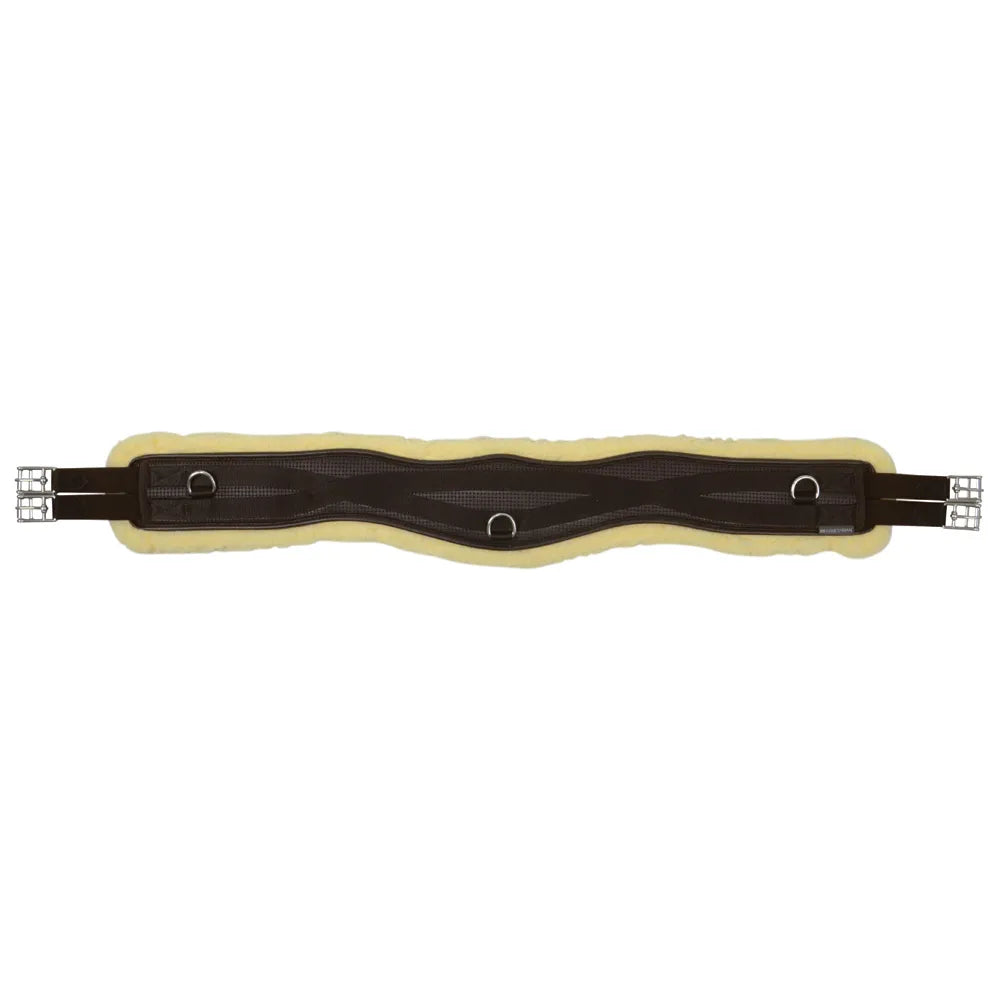 Hy Equestrian Fleece Lined GP/Jumping Contoured Girth - Brown/Natural, 50" image